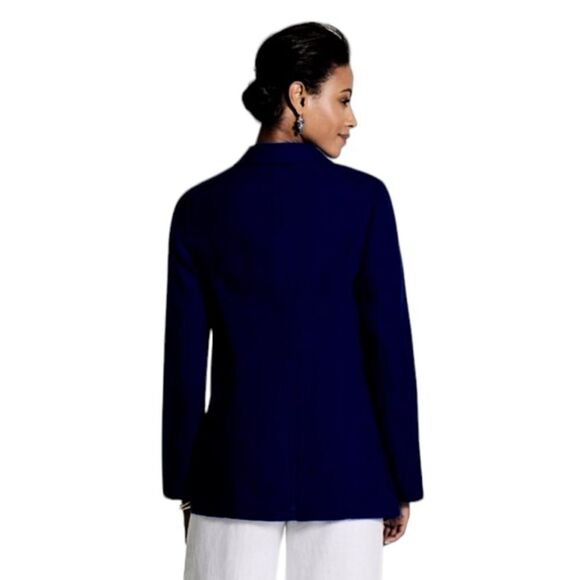 🆕 NEW CHICO'S Linen Blazer Women's Medium Black Summer Jacket Lightweight Beach - Picture 2 of 10